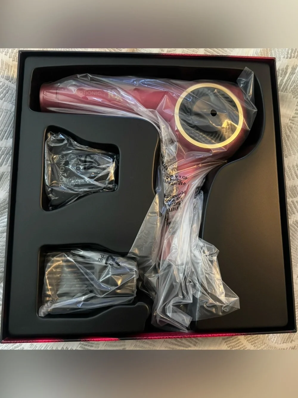 Bio Ionic 10X Limited Edition Metallic Burgundy Hair Dryer with Gold Trim
